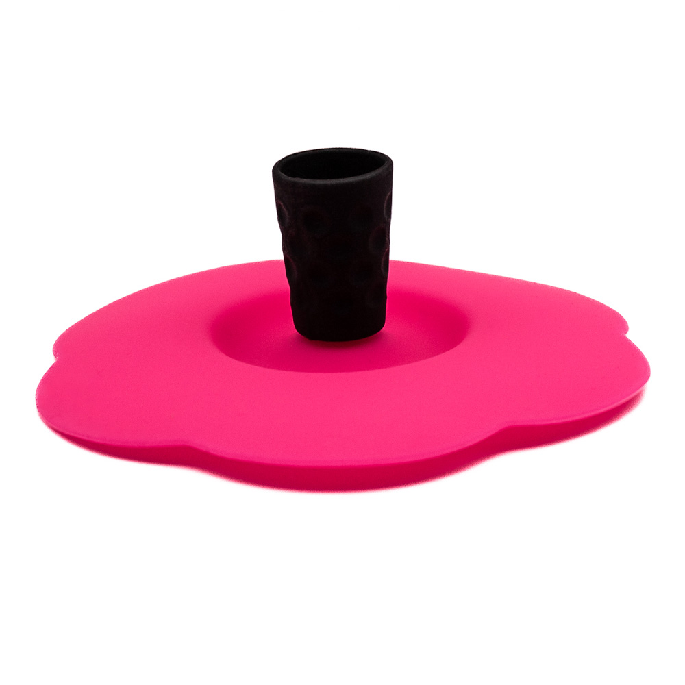Dubbedeckel aus Silikon Pinker Deckel mit Dubbeglas Schwarz