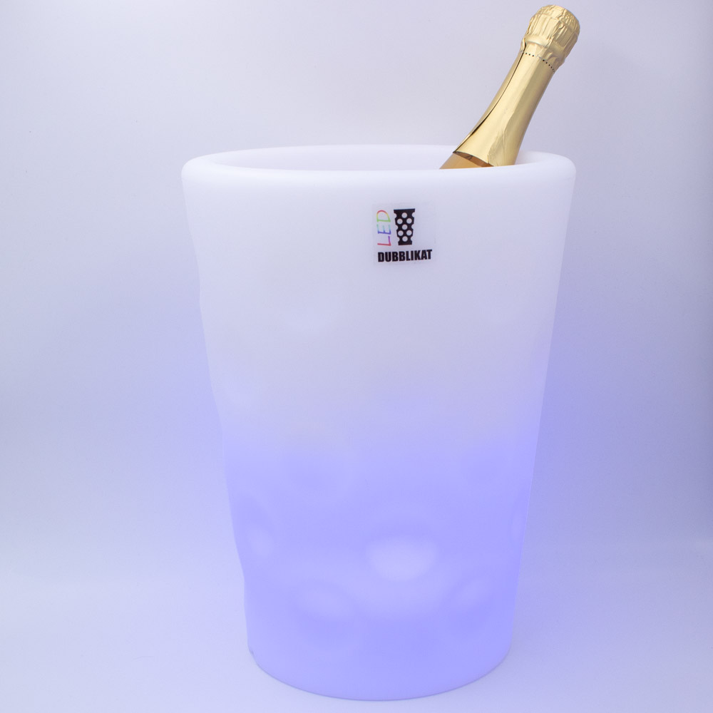 Dubbeglas Flaschenkühler mit LED - Wein-und Sektkühler LED - blaue Beleuchtung