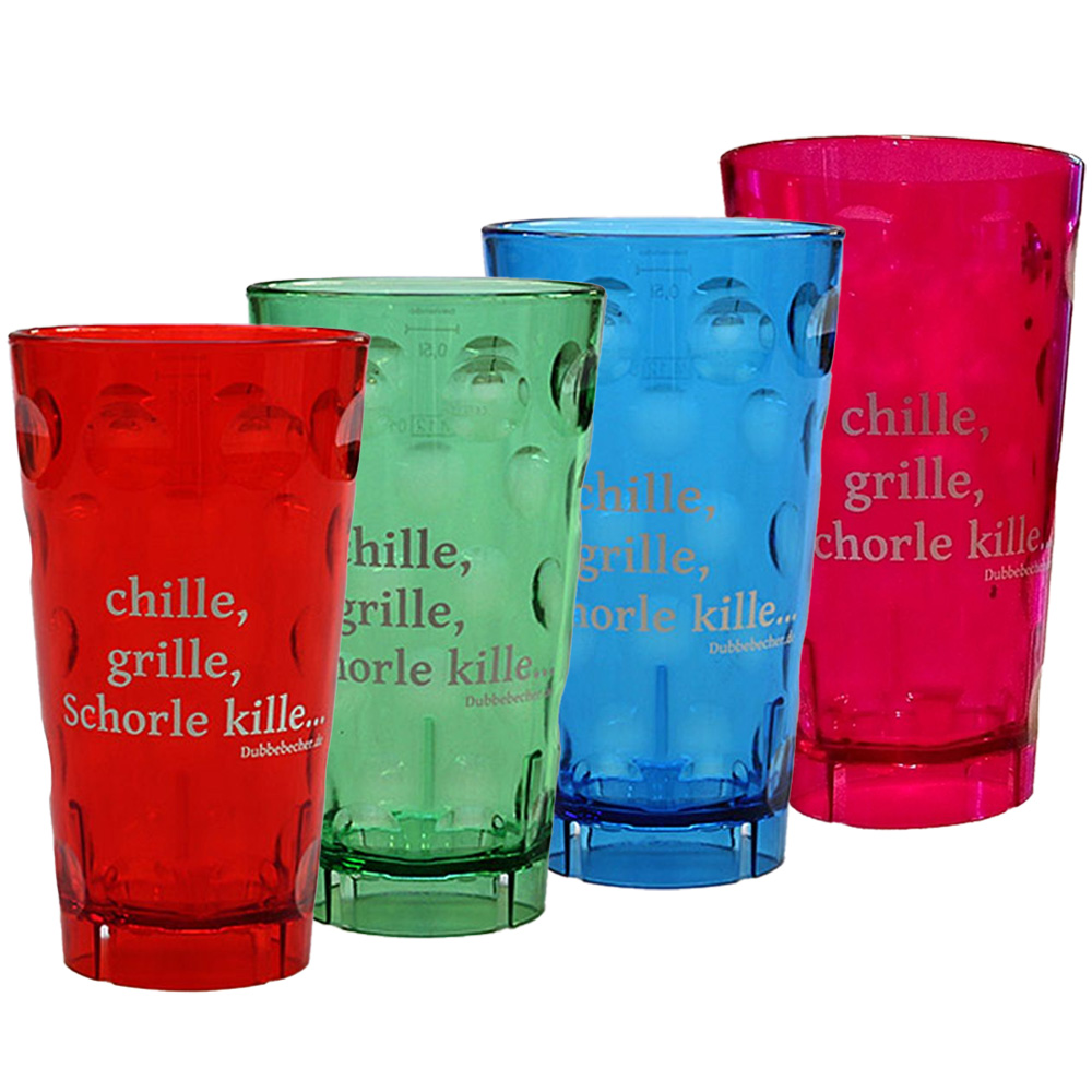 Dubbebecher | 0,5 Liter | "chille, grille, Schorle kille" Dubbebecher | 0,5 Liter | "chille, grille, Schorle kille"