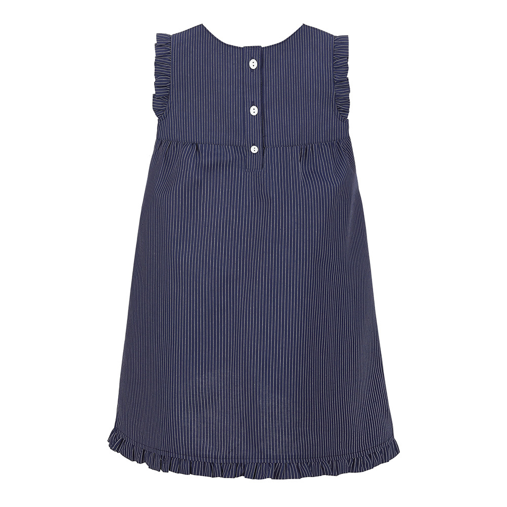 Kinder Winzerkleid blau-weiß hinten