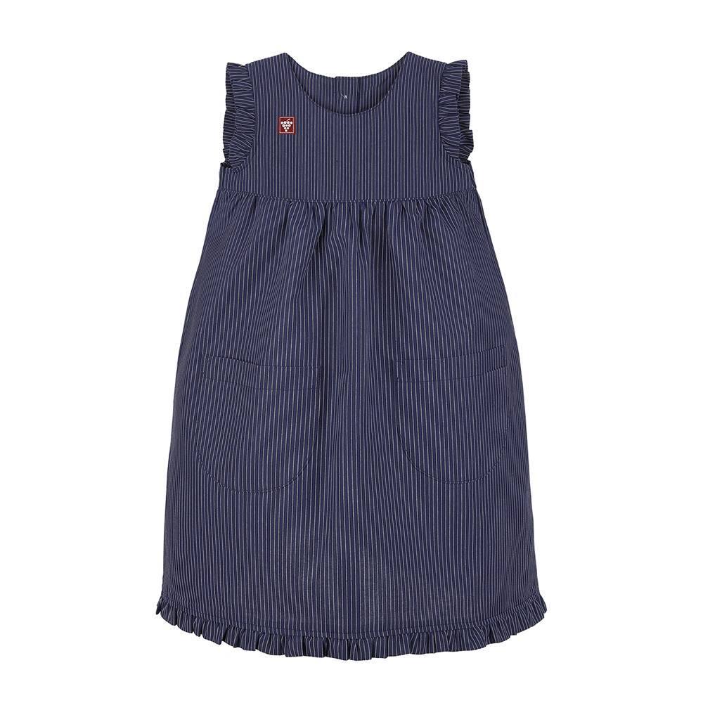 Kinder Winzerkleid blau-weiß vorne