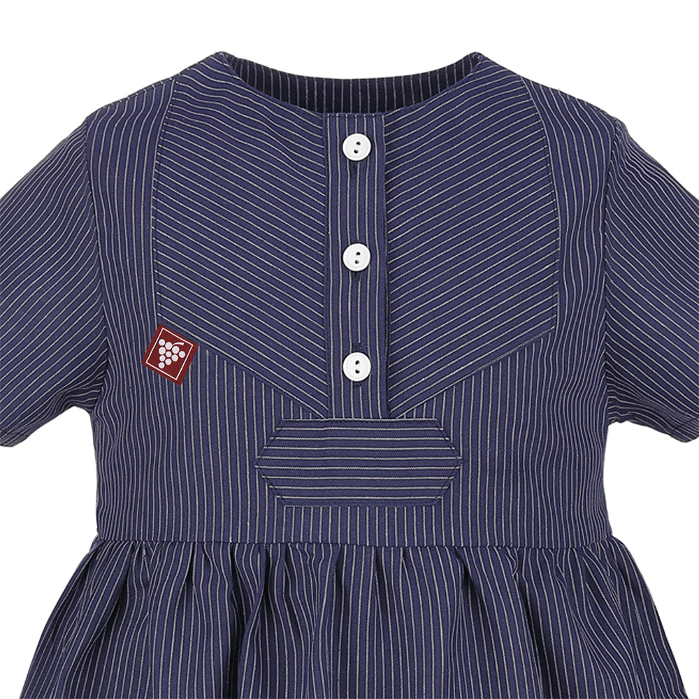 Kurzarm-Winzerkleid für Kinder blau-weiß (Torso)