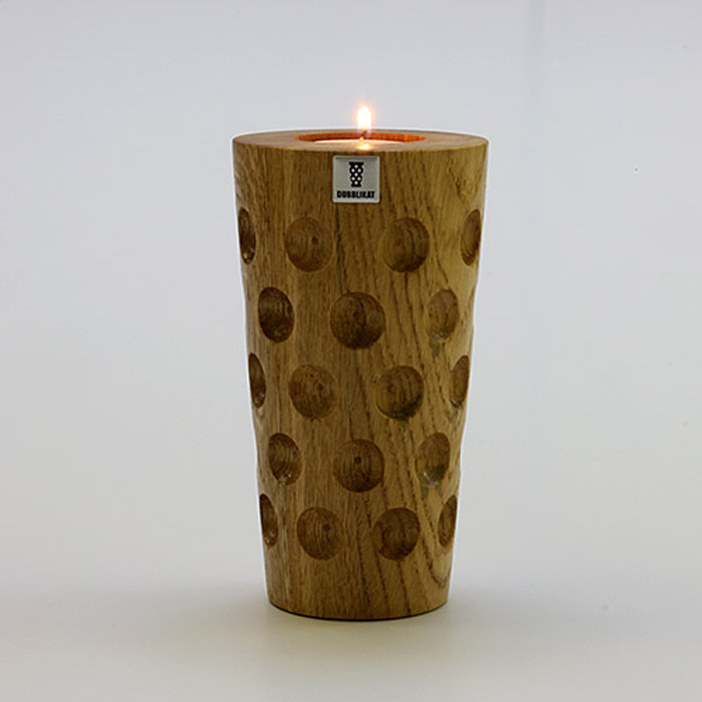 Holzteelicht DUBBE, groß, 0,5 Liter mit Kerze