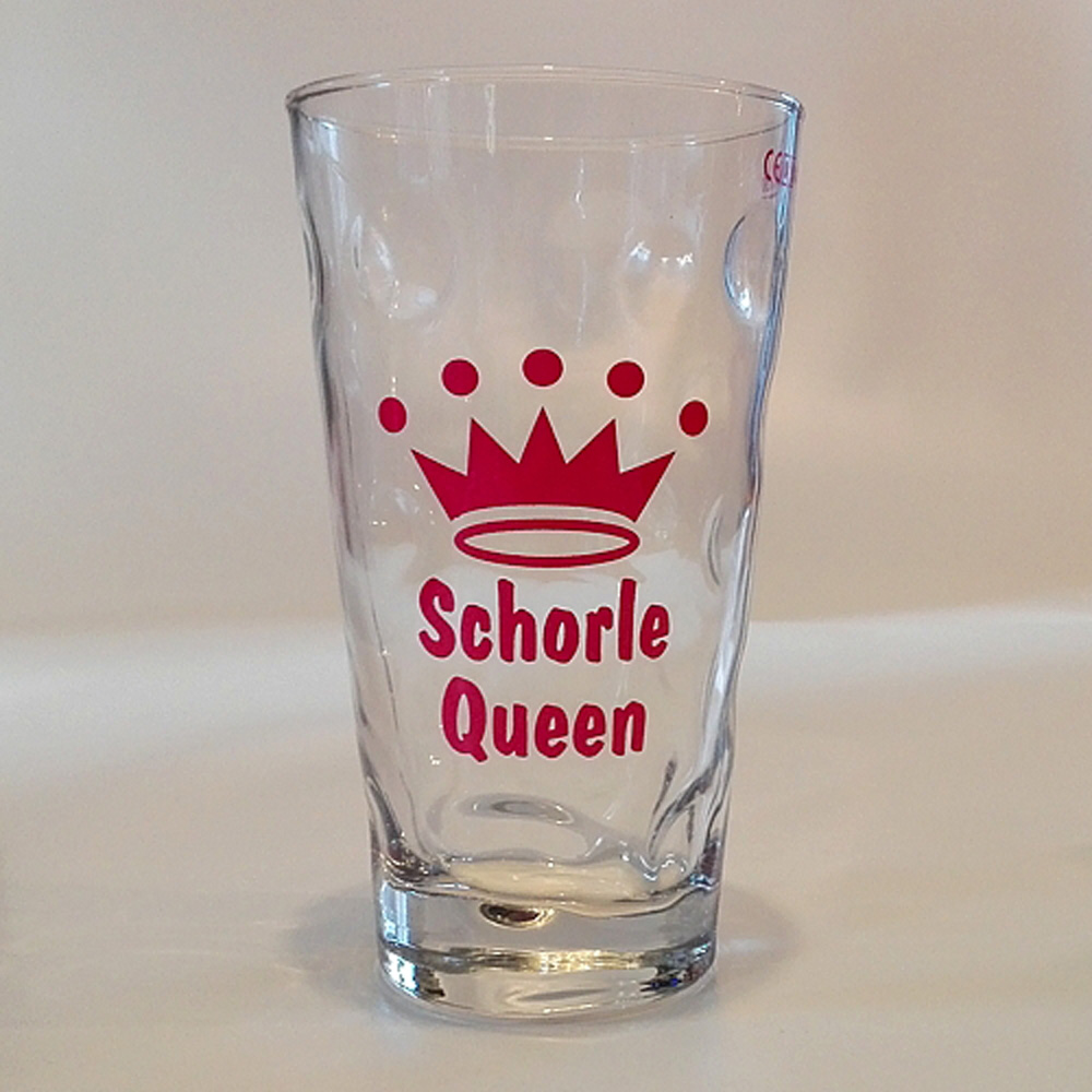 Dubbeglas mit Aufdruck: "Schorle Queen" in pink, 0,5 Liter