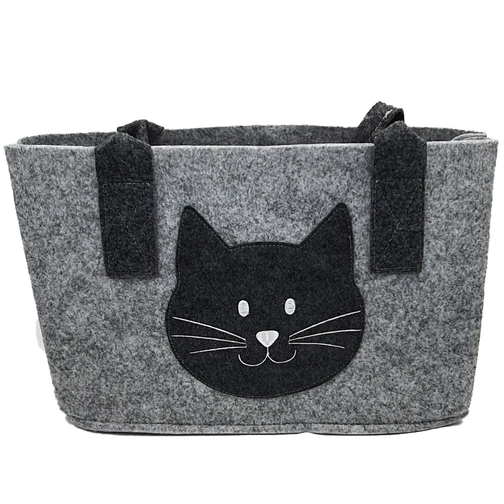 Einkaufstasche aus Filz mit Katzenkopf (Hellgrau) Einkaufstasche aus Filz mit Katzenkopf (hellgrau)