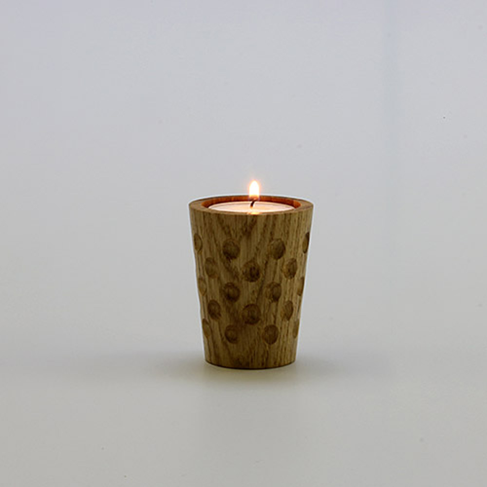 Holzteelicht DUBBE, groß, 0,1 Liter mit Kerze
