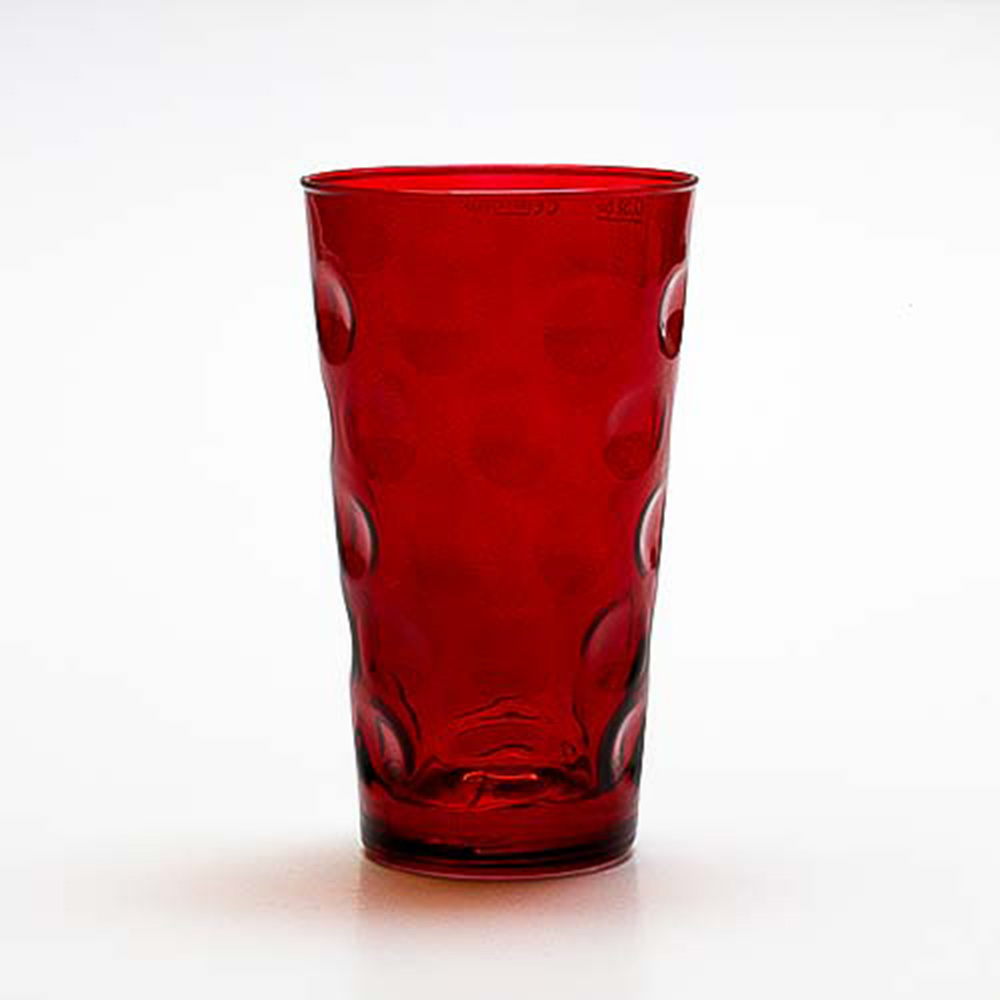 Farbiges Dubbeglas rot, ganz gefärbt, 0,5 Liter