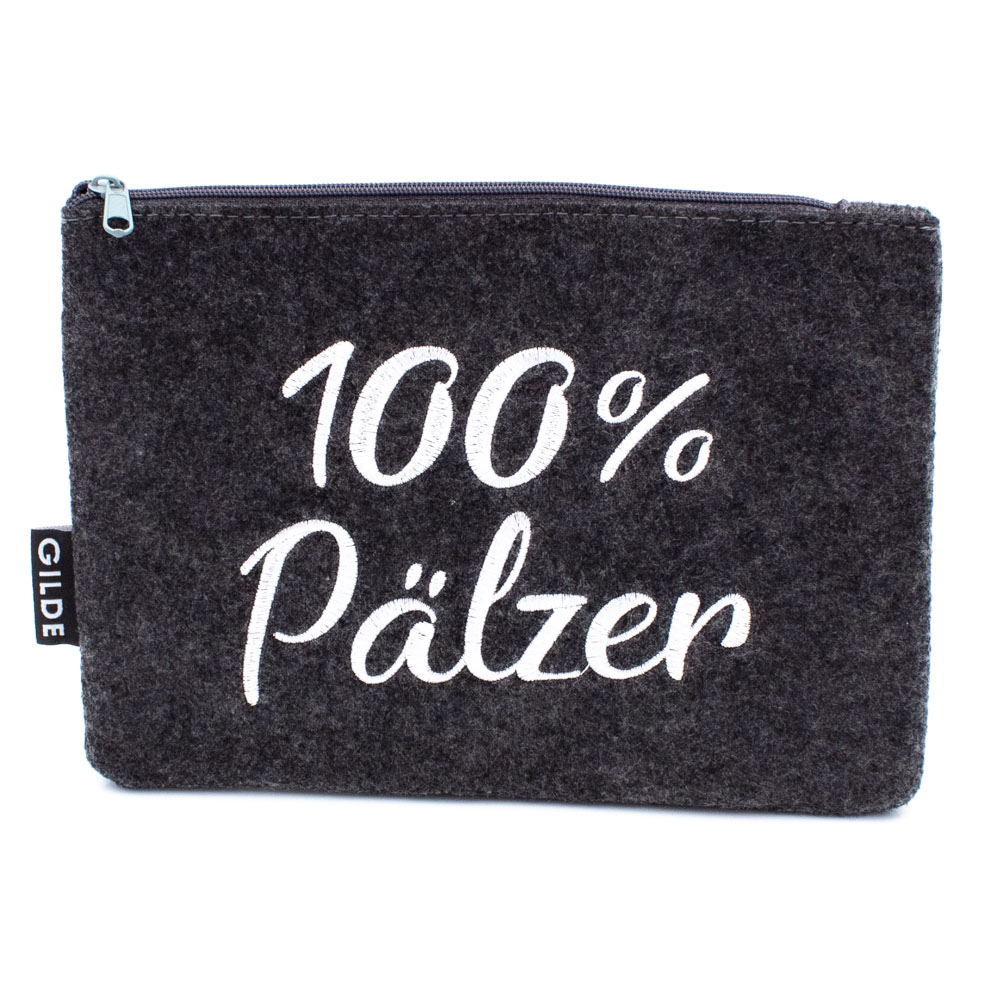 Büro- und Kosmetiktasche aus Filz mit "100% Pälzer" (dunkelgrau)