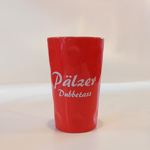 Dubbetasse mit Aufdruck "Pälzer Dubbetass", rot, 0,2 Liter