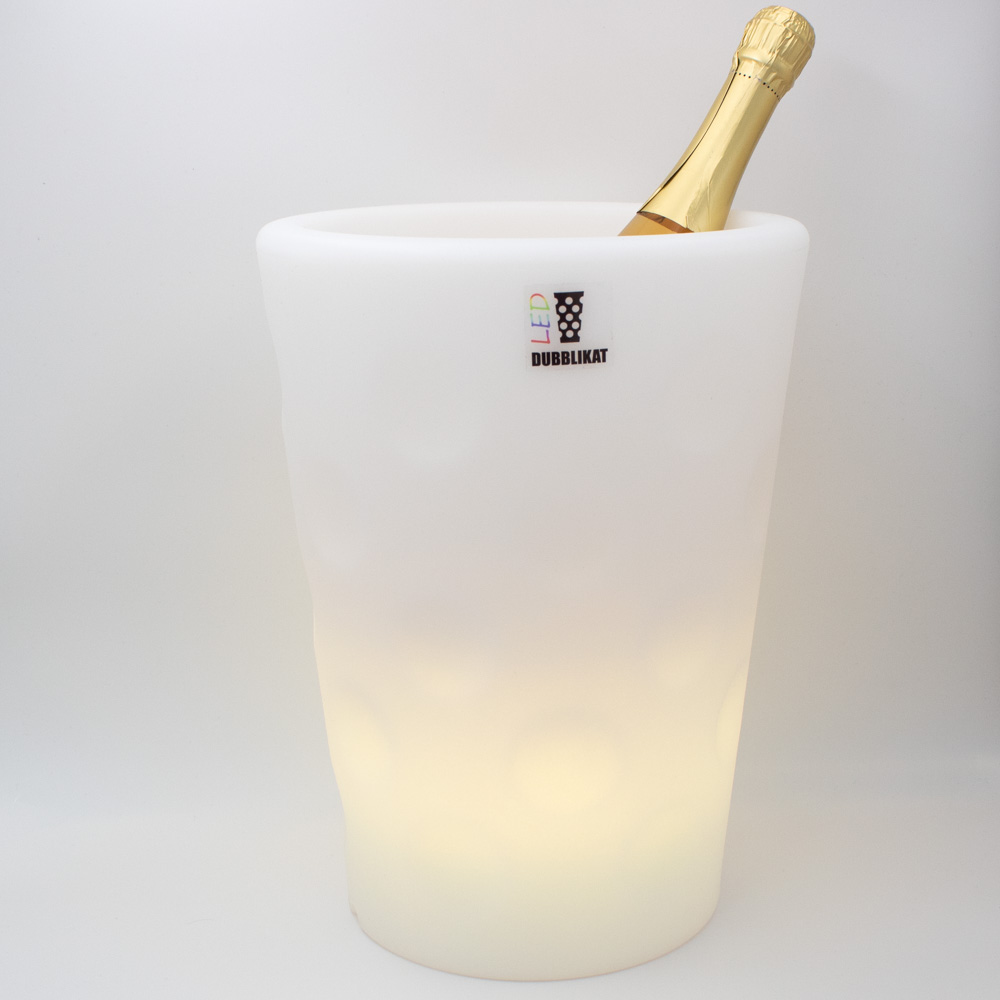 Dubbeglas Flaschenkühler mit LED - Wein-und Sektkühler LED - gelbe Beleuchtung