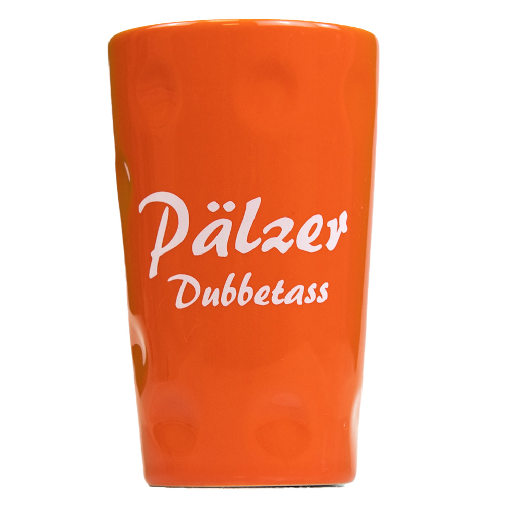 Dubbetasse mit Aufdruck "Pälzer Dubbetass", orange, 0,2 Liter
